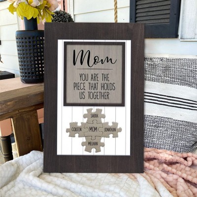 Personalized Mom Puzzle Sign with  Kids Names Gifts For Mother's Day