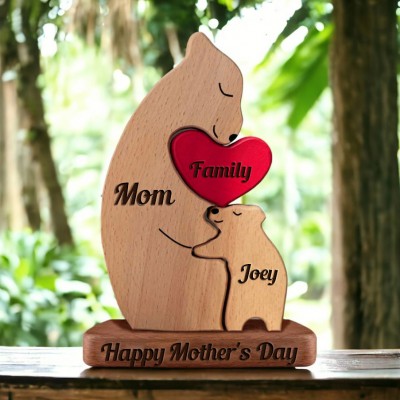 Custom Mom Bear Puzzle Anniversary Keepsake Gifts For Birthday