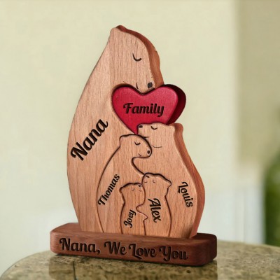 Custom Nana Bear Puzzle Anniversary Birthday Keepsake Gifts For Family