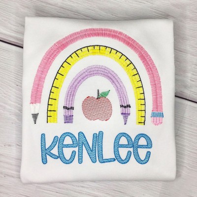 Personalized Embroidered Pencils First Day Back to School Kindergarten Shirt For Kids