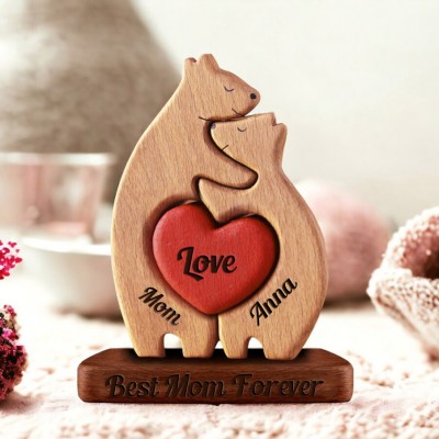 Custom Mom Bear Puzzle Anniversary Birthday Keepsake Gifts For Family