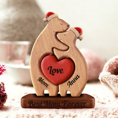 Custom Mom Bear Puzzle Christmas Keepsake Gifts For Family
