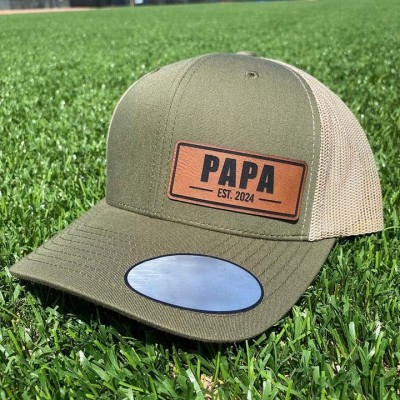 Personalized PAPA Patch Trucker Hat with Kids Names For Father's Day Gift