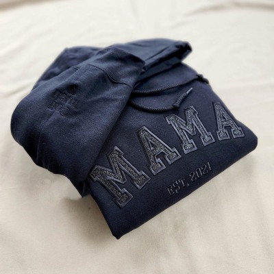 Custom Embroidered Mama Sweatshirt With Kids Names For Mother's Day