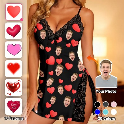 Custom Lace Nightgown Black Base Various Types of Love Valentine's Day Gift for Her