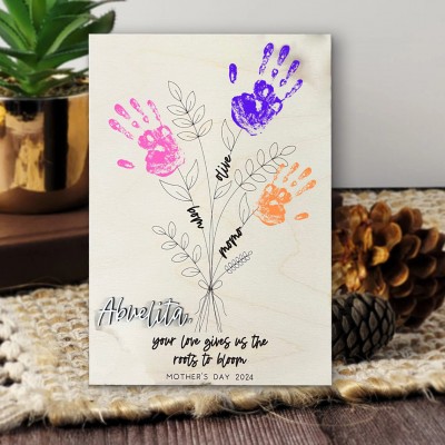 Personalized DIY Flower Handprint Art Craft Sign With Kids Name For Mother's Day