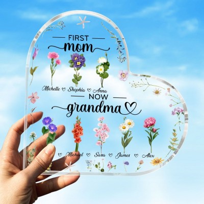 Personalized Birth Flower Acrylic Plaque Home Decor For Mom Grandma Gift Ideas