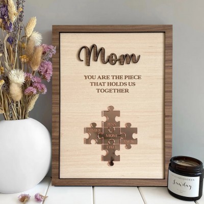 Personalized Mom Puzzle Sign with  Kids Names Gifts For Mother's Day