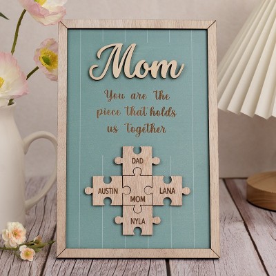Personalized Mom Puzzle Sign with  Kids Names Gifts For Mother's Day