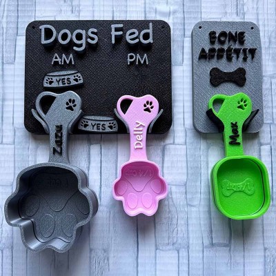 Personalized Set of Pet Food Scoop Wall Mount For Pet Lovers Gift
