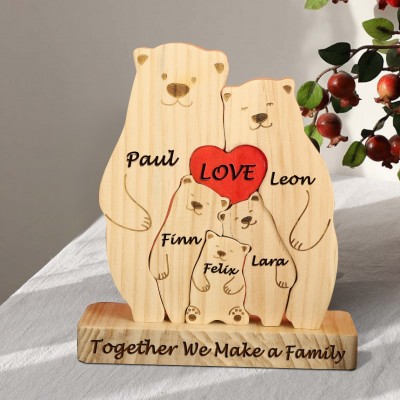 Custom Family Bear Puzzle Anniversary Family Keepsake Gift For Mother's Day