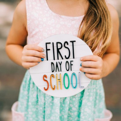 Personalized First Day Back to School Prop Interchangeable Sign For Kids