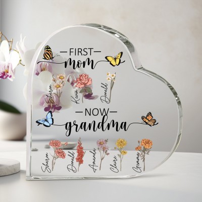 Personalized Birth Flower Acrylic Plaque Home Decor For Mom Grandma Gift Ideas