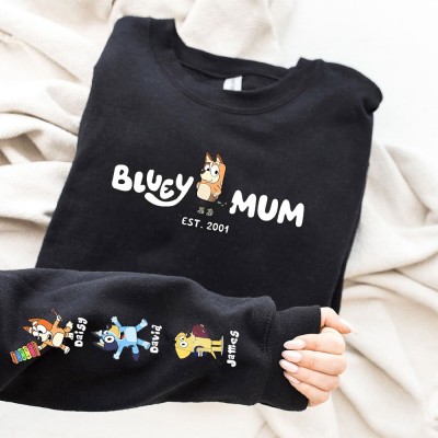 Personalized Mama Cartoon Sweatshirt With Kids Names For Mother's Day