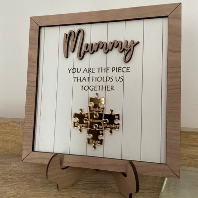 Personalized Mom Puzzle Sign with  Kids Names Gifts For Mother's Day