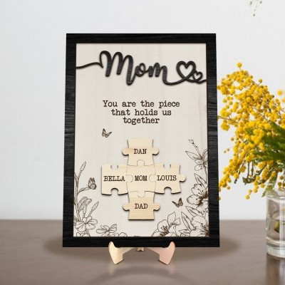 Personalized Mom Puzzle Sign with  Kids Names Gifts For Mother's Day