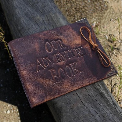 Our Adventure Book Custom Leather Photo Album For Valentine's Day Anniversary Gift Ideas