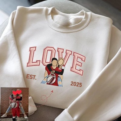 Personalized Embroidered Photo Couple LOVE Est Year Valentines Matching Couple Gift