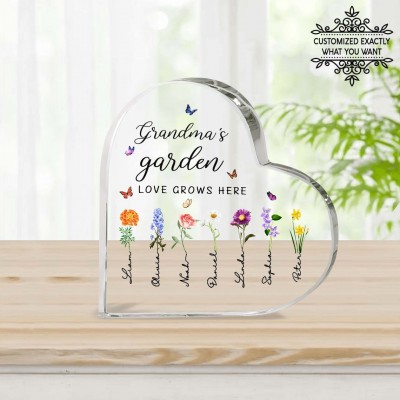 Personalized Birth Flower Acrylic Plaque Home Decor For Mom Grandma Gift Ideas