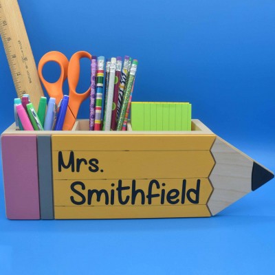 Personalized Wooden Pencil Holder Desk Organizer For Teacher’s Gifts