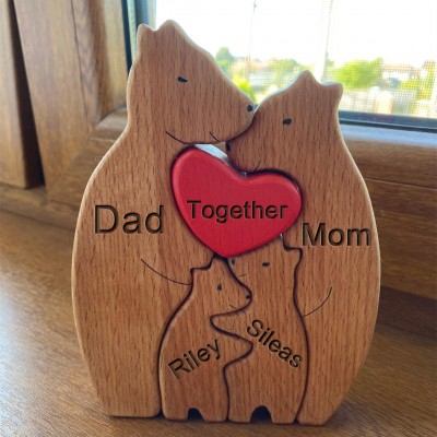 Custom Couple Bear Puzzle Anniversary Wedding Family Keepsake Gift For Family