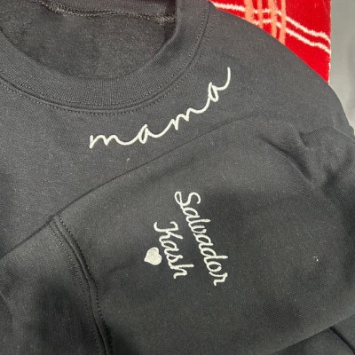 Personalized Embroidered Mama Sweatshirt With Kids Names For Mother's Day