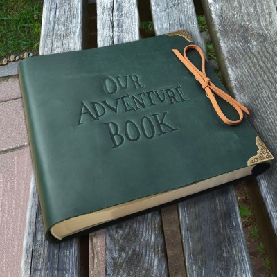 Our Adventure Book Custom Leather Photo Album For Valentine's Day Anniversary Gift Ideas