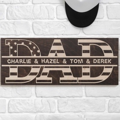 Personalized Dad Sign with Kids Names Gifts For Father's Day