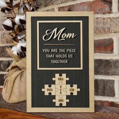 Personalized Mom Puzzle Sign with  Kids Names Gifts For Mother's Day
