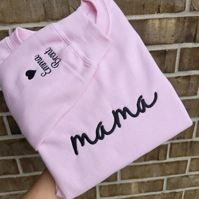 Personalized Embroidered Mama Sweatshirt With Kids Names For Mother's Day