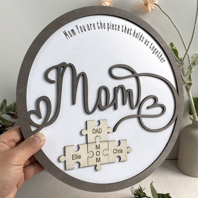 Personalized Mom Puzzle Sign with  Kids Names Gifts For Mother's Day