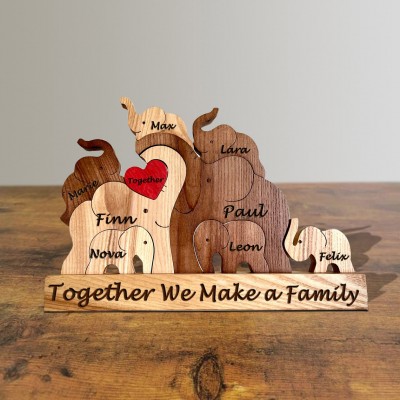 Custom Family Elephant Puzzle Anniversary Birthday Keepsake Gifts For Mother's Day