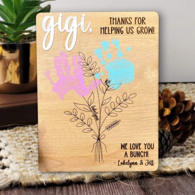 Personalized DIY Flower Handprint Art Craft Sign With Kids Name For Mother's Day