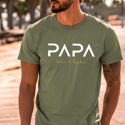 Custom Papa Sweatshirt With Kids Names For Father's Day