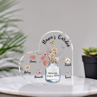 Personalized Birth Flower Acrylic Plaque Home Decor For Mom Grandma Gift Ideas