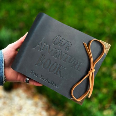 Our Adventure Book Custom Leather Photo Album For Valentine's Day Anniversary Gift Ideas