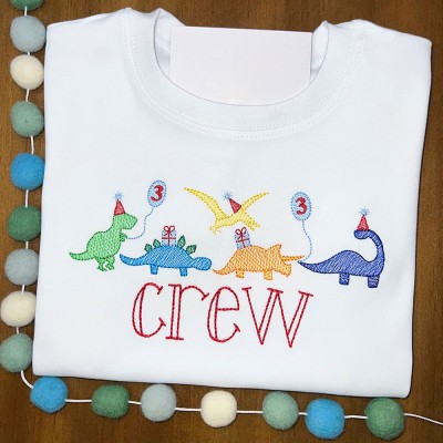 Personalized Dinosaur Embroidered First Day Back to School Kindergarten Shirt For Kids