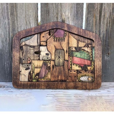 Handmade Nativity Puzzle With Wood For Easter Decoration