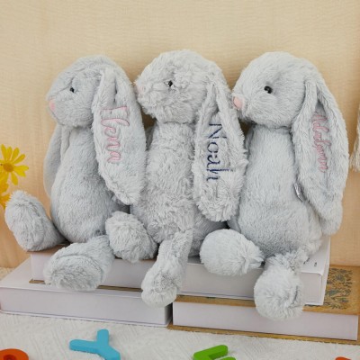 Personalized Embroidered Plush Bunny Rabbit with Name Gift For Kid Newborn Baby