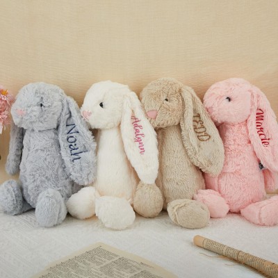Personalized Embroidered Plush Bunny Rabbit with Name Gift For Kid Newborn Baby
