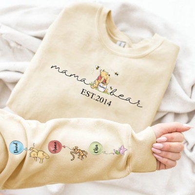 Personalized Mama Bear Sweatshirt With Kids Names For Mother's Day