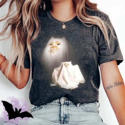 Vintage Ghost Kitten Shirt Sweatshirt Gift For Halloween