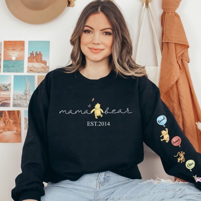 Personalized Mama Bear Sweatshirt With Kids Names For Mother's Day
