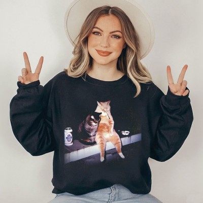 Vintage Cat Smoking Shirt Sweatshirt Gift For Halloween