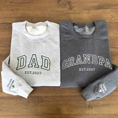 Custom Embroidered Grandpa Sweatshirt With Kids Names For Father's Day