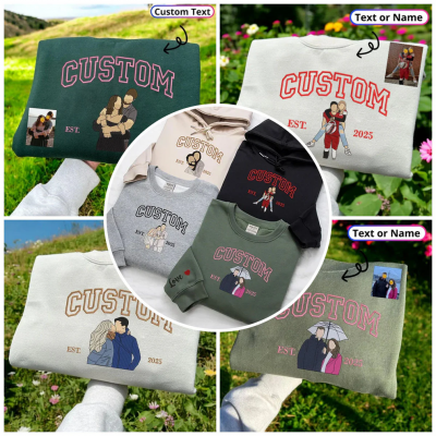 Personalized Embroidered Portrait from Photo Hoodie 