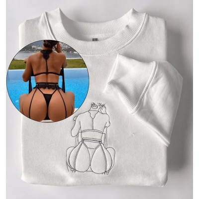 Custom Embroidered Sweatshirt – Personalized Sexy Portrait & Roman Numerals for Him