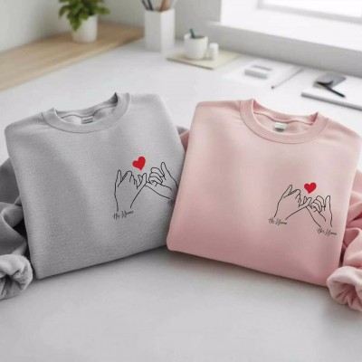 Custom Holding Hands Couple Sweatshirt: Personalized Valentine’s Day Hoodie, Love Hands Gift