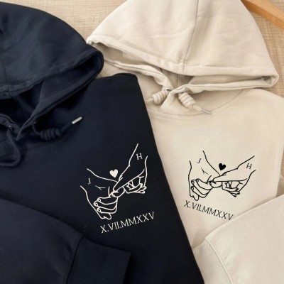 Custom Matching Hoodies and Sweatshirt For Couples, Pinky Promise Hoodie, Personalized Name Sweater For Valentines Day Gift,Anniversary Gift