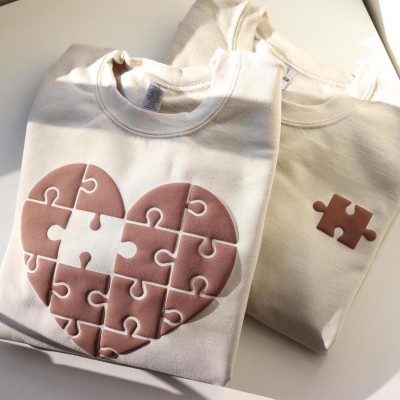 Heart Puzzle Sweatshirt: Matching Couple Valentine Gift